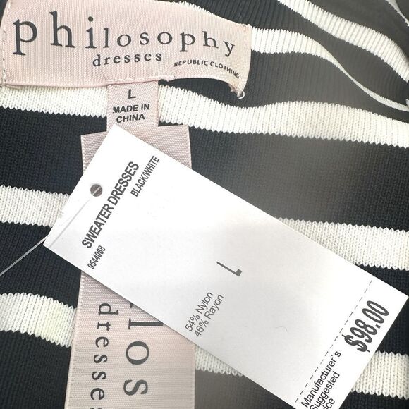 Philosophy Black and White Striped Sweater Dress Size Large NWT - Picture 7 of 8